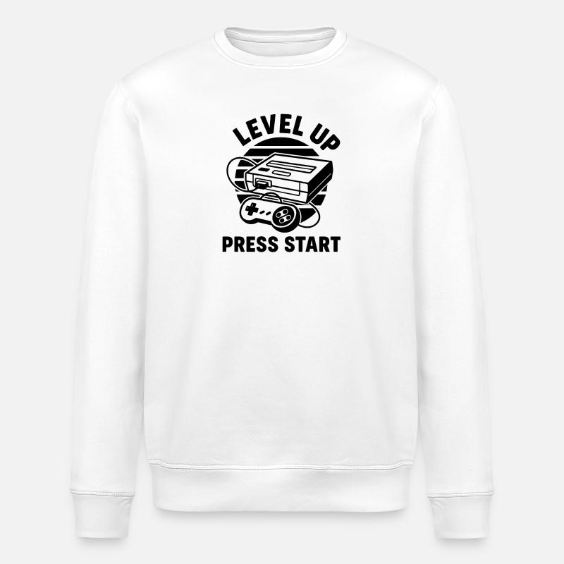 Level Up Press Start Retro - Stanley/Stella Unisex Bio-Sweatshirt ROLLER - Weiß