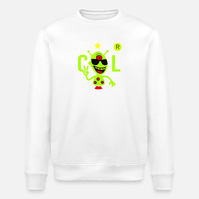 Alien vert avec lunettes de soleil - Sweat bio ROLLER Stanley/Stella Unisexe - blanc