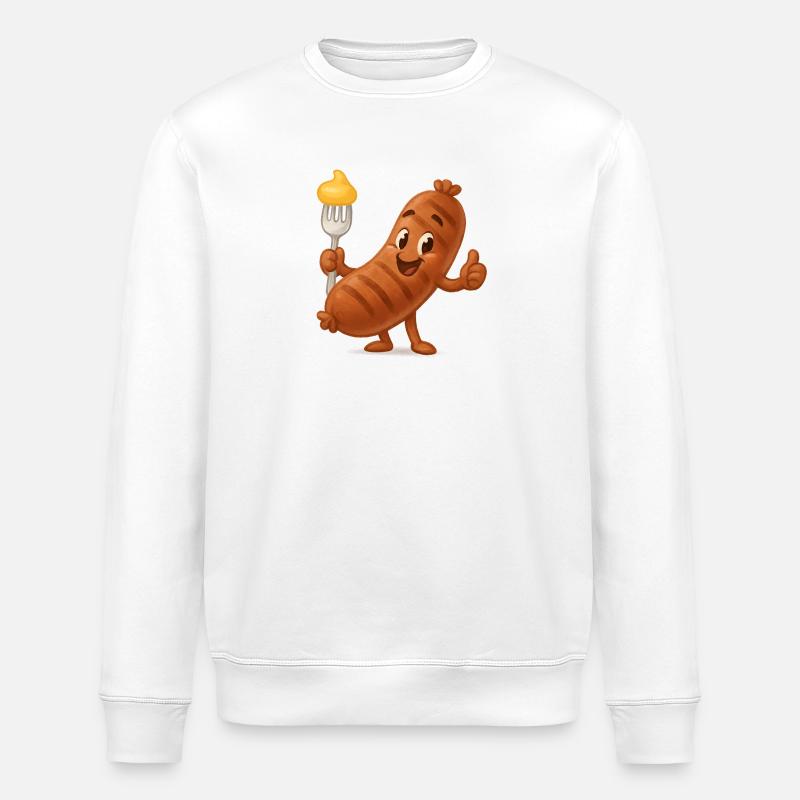 Würstchen mit Senf Cartoon - Stanley/Stella Unisex Bio-Sweatshirt ROLLER - Weiß