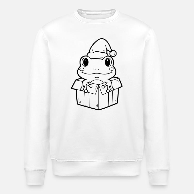 Weihnachtsfrosch in Geschenkbox Illustration - Stanley/Stella Unisex Bio-Sweatshirt ROLLER - Weiß
