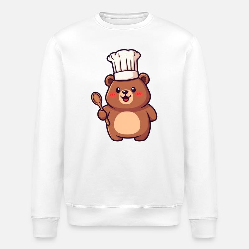 Chefbärchen with chef's hat - Stanley/Stella ROLLER Unisex Organic Sweatshirt - white