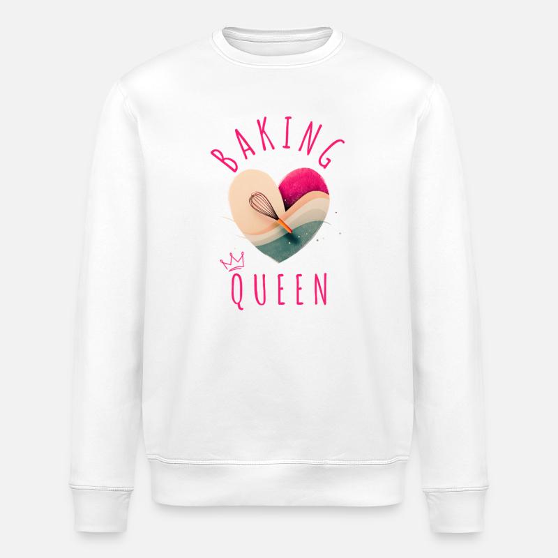 "Baking Queen - Herz!" - Stanley/Stella Unisex Bio-Sweatshirt ROLLER - Weiß