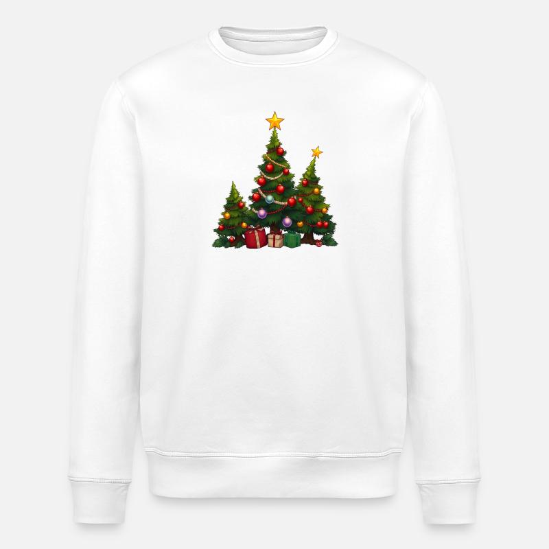 Festive fir trees with gifts - Stanley/Stella ROLLER Unisex Organic Sweatshirt - white