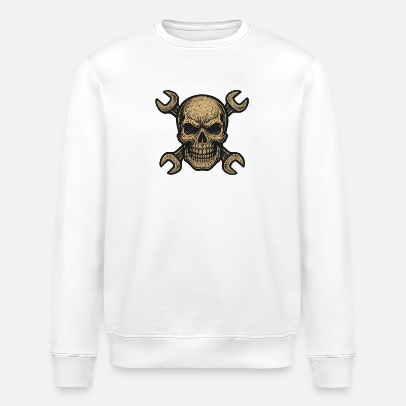 Schädel mit Schraubenschlüsseln - Stanley/Stella Unisex Bio-Sweatshirt ROLLER - Weiß