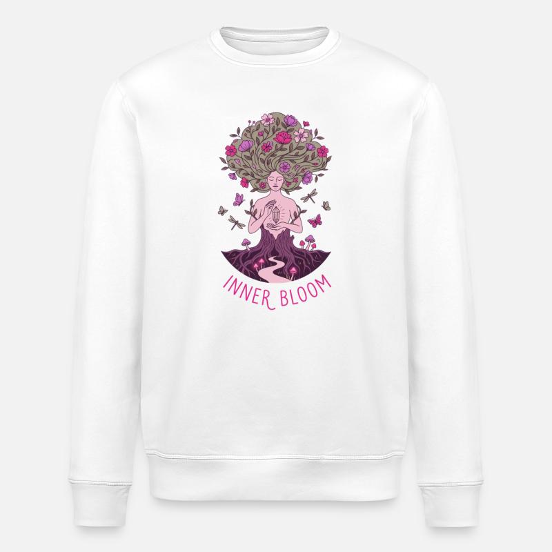Inner Bloom – Zen-Blumen-Meditation - Stanley/Stella Unisex Bio-Sweatshirt ROLLER - Weiß