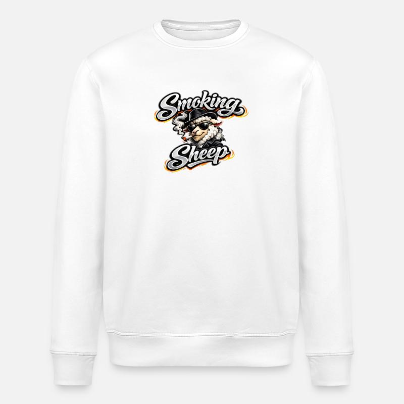 Rauchendes Schaf mit Stil - Stanley/Stella Unisex Bio-Sweatshirt ROLLER - Weiß