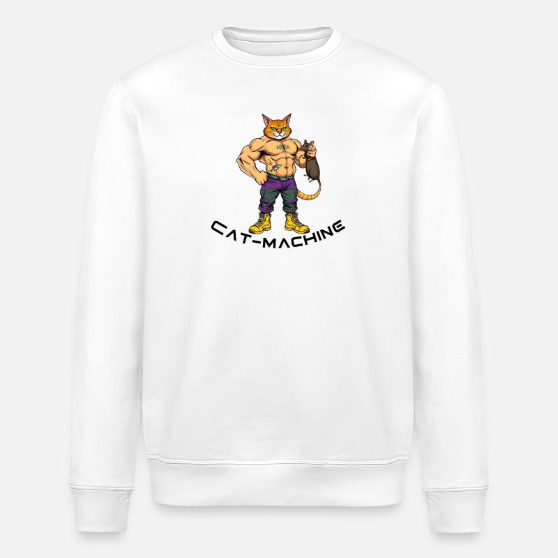 Héros musclé chat avec souris - Sweat bio ROLLER Stanley/Stella Unisexe - blanc