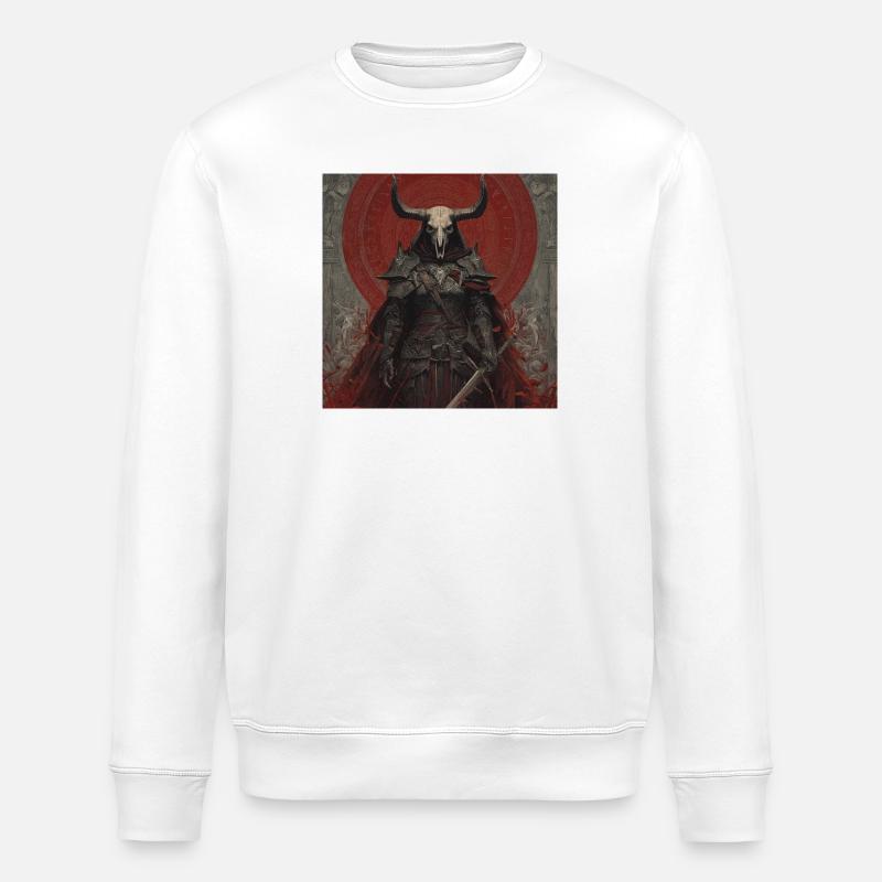 Dämonenkrieger mit Schädelhelm - Stanley/Stella Unisex Bio-Sweatshirt ROLLER - Weiß