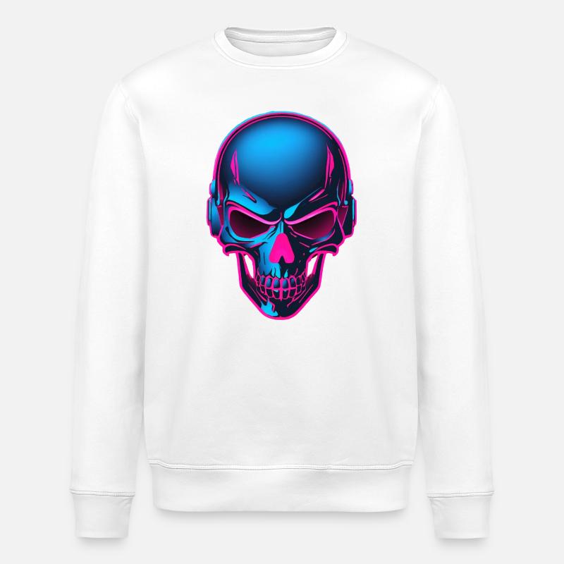 Neon Skull mit Kopfhörern - Stanley/Stella Unisex Bio-Sweatshirt ROLLER - Weiß
