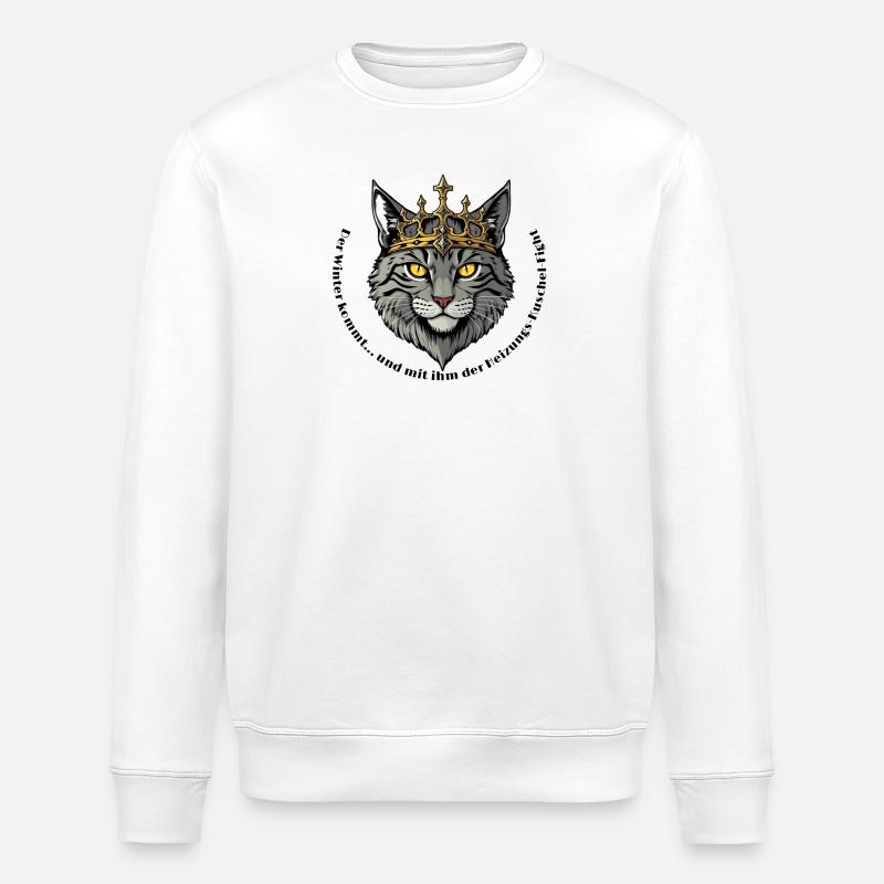 Königskatze mit Krone - Stanley/Stella Unisex Bio-Sweatshirt ROLLER - Weiß
