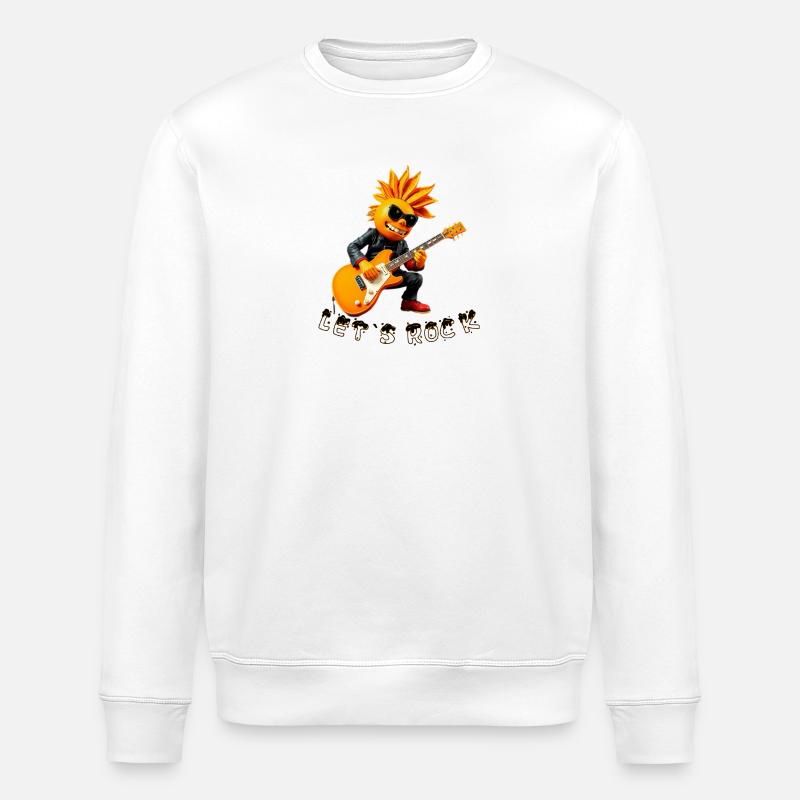 Sonnen-Rocker mit Gitarre - Stanley/Stella Unisex Bio-Sweatshirt ROLLER - Weiß