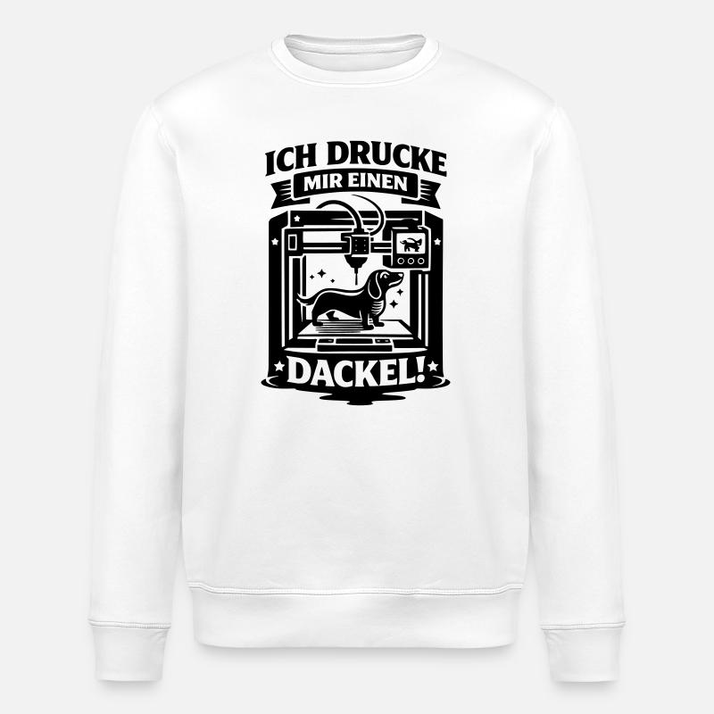 Dackel 3D Drucker Basteln Hund - Stanley/Stella Unisex Bio-Sweatshirt ROLLER - Weiß