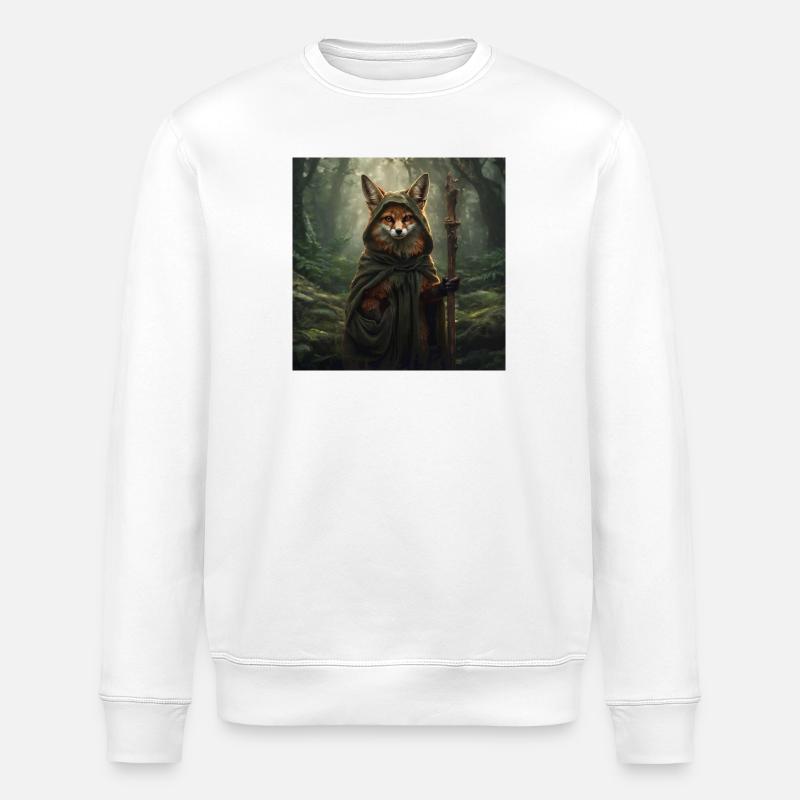 Forest Fox in Druid Cape - Stanley/Stella ROLLER Unisex Organic Sweatshirt - white