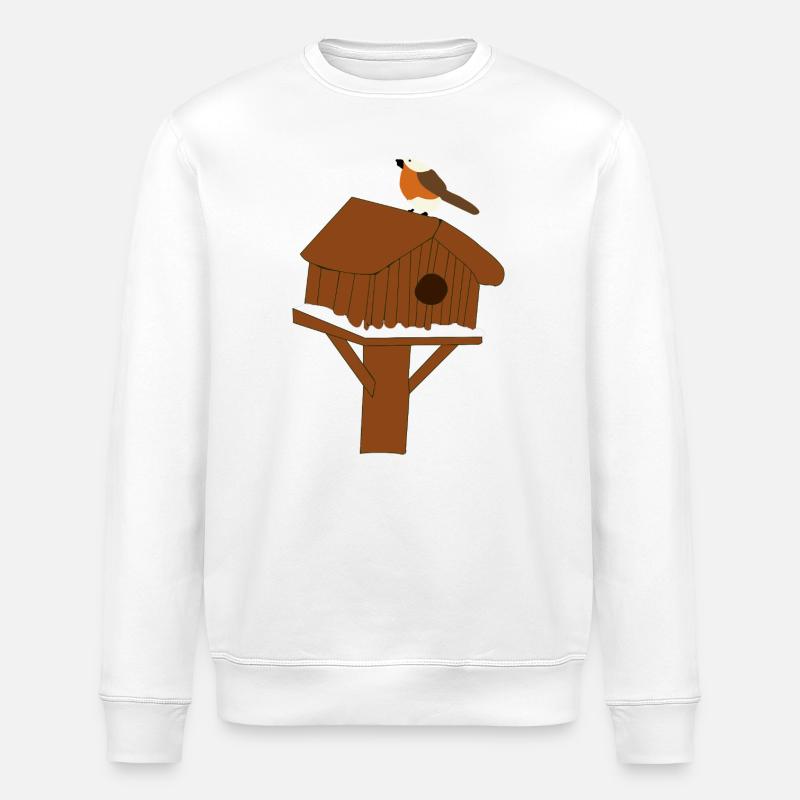 Vogelhaus am Schneeboden - Stanley/Stella Unisex Bio-Sweatshirt ROLLER - Weiß