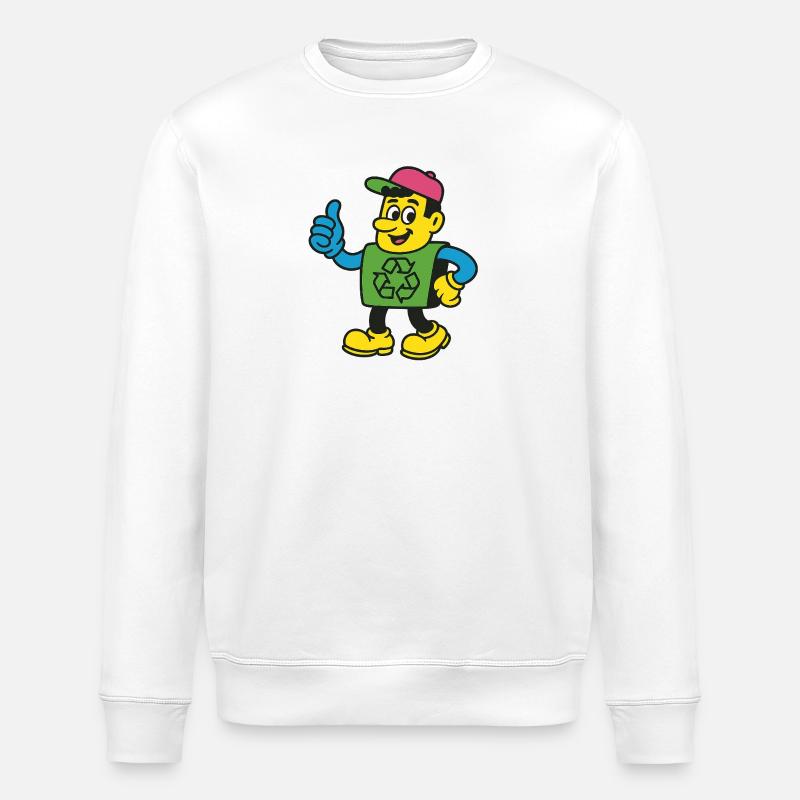 Recycle Hero Maskottchen-Tee - Stanley/Stella Unisex Bio-Sweatshirt ROLLER - Weiß