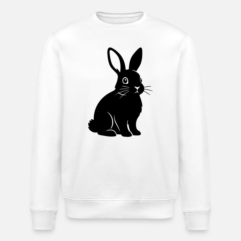 Bunny Rabbit Silhouette Black Vector - Stanley/Stella ROLLER Unisex Organic Sweatshirt - white