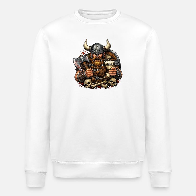 Wikinger Kämpfer mit Bierkrug - Stanley/Stella Unisex Bio-Sweatshirt ROLLER - Weiß