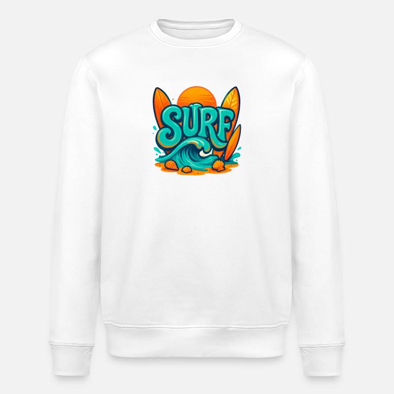 Sunset Surf Wortkunst - Stanley/Stella Unisex Bio-Sweatshirt ROLLER - Weiß