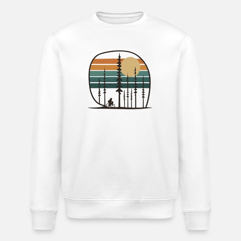 Waldradeln im Retro Sunset geschenkidee freunde  - Stanley/Stella Unisex Bio-Sweatshirt ROLLER - Weiß
