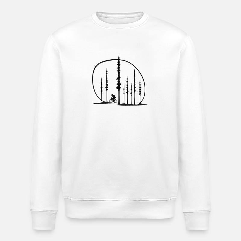Waldpfad Radler Silhouette geschenkidee Freunde  - Stanley/Stella Unisex Bio-Sweatshirt ROLLER - Weiß