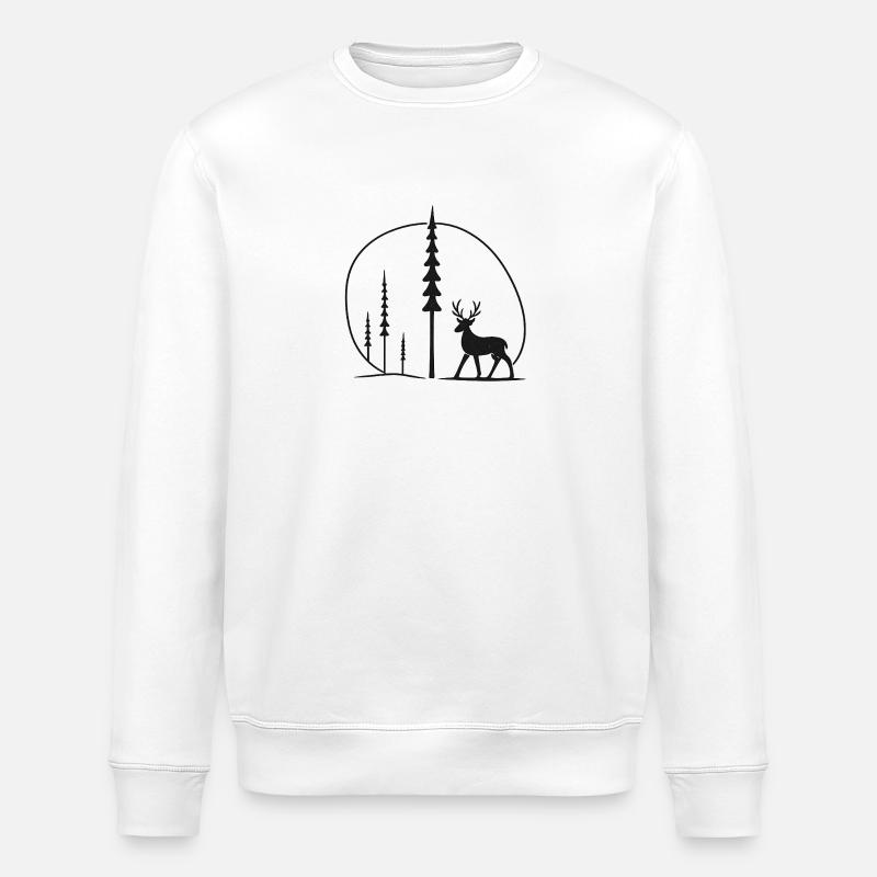 Hirschsilhouette im Waldkreis geschenkidee - Stanley/Stella Unisex Bio-Sweatshirt ROLLER - Weiß