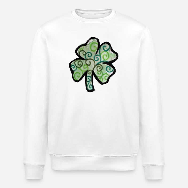 Trèfle tourbillonné en verts pastel - Sweat bio ROLLER Stanley/Stella Unisexe - blanc