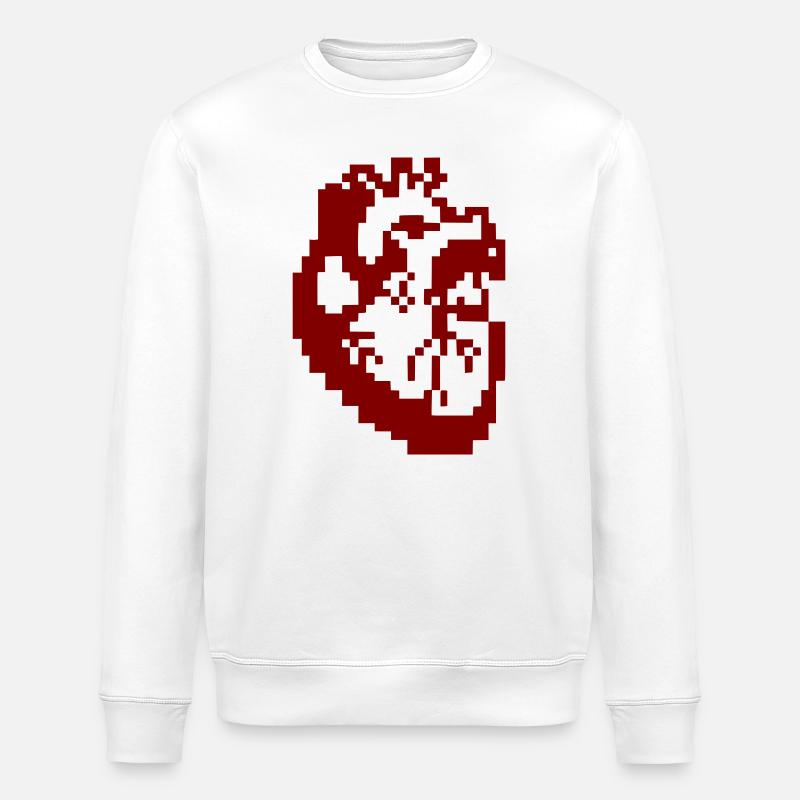Schwarzes Herz Pixel Anatomie - Stanley/Stella Unisex Bio-Sweatshirt ROLLER - Weiß