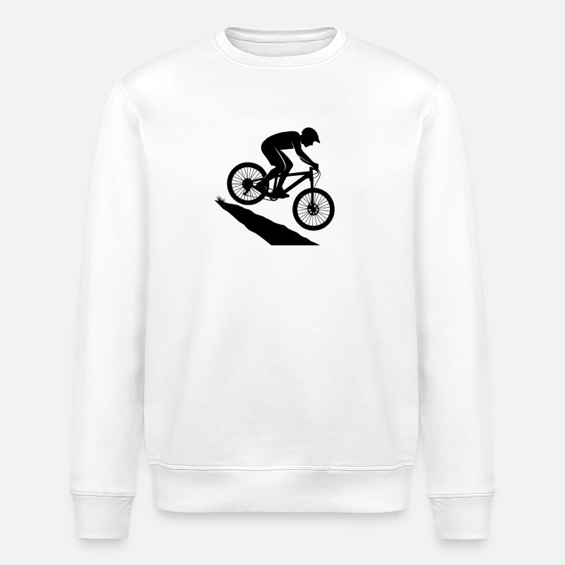 Downhill Sprung Biker Silhouette - Stanley/Stella Unisex Bio-Sweatshirt ROLLER - Weiß