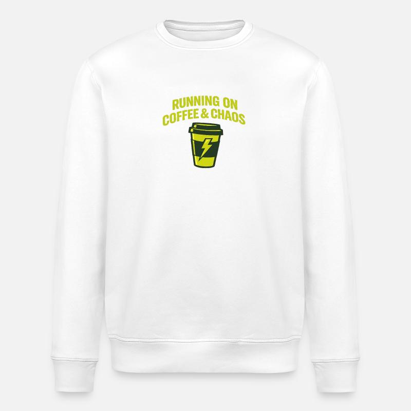 Kaffee & Chaos: Laufmodus - Stanley/Stella Unisex Bio-Sweatshirt ROLLER - Weiß