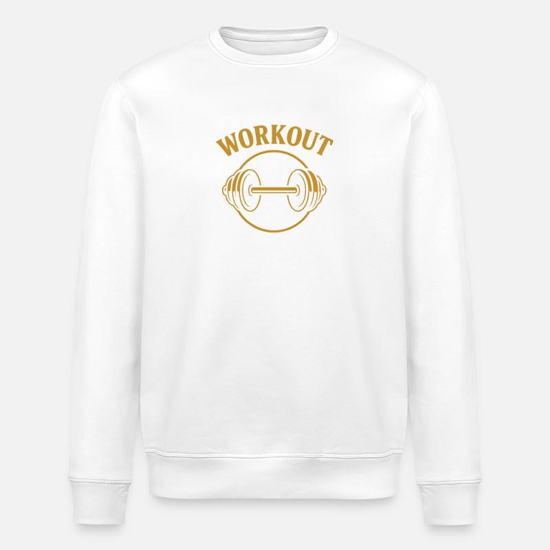 Haltère Doré Workout - Sweat bio ROLLER Stanley/Stella Unisexe - blanc