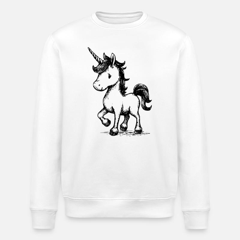 putziges Einhorn - Stanley/Stella Unisex Bio-Sweatshirt ROLLER - Weiß
