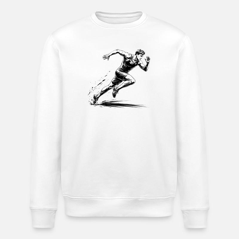 100m Sprinter Action Illustration - Stanley/Stella Unisex Bio-Sweatshirt ROLLER - Weiß
