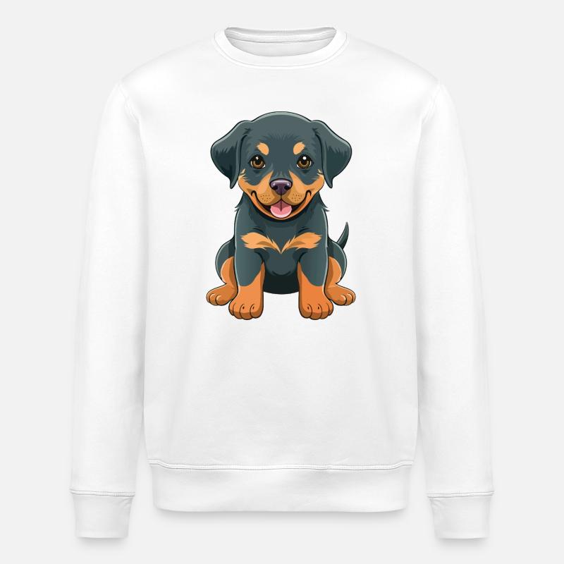 Dessin animé de chiot Rottweiler - Sweat bio ROLLER Stanley/Stella Unisexe - blanc