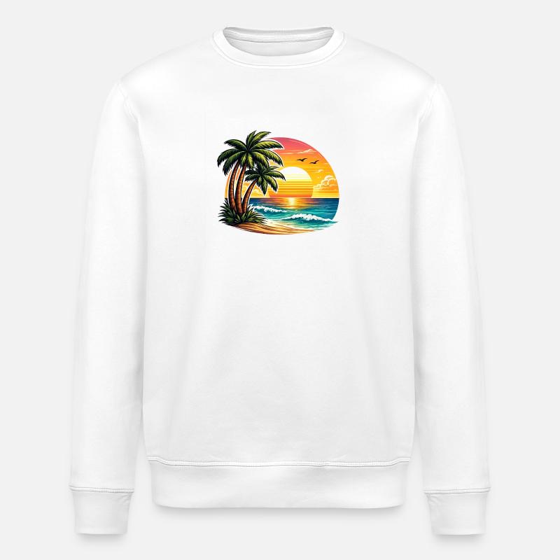 Coucher de soleil à Palm Beach - Sweat bio ROLLER Stanley/Stella Unisexe - blanc