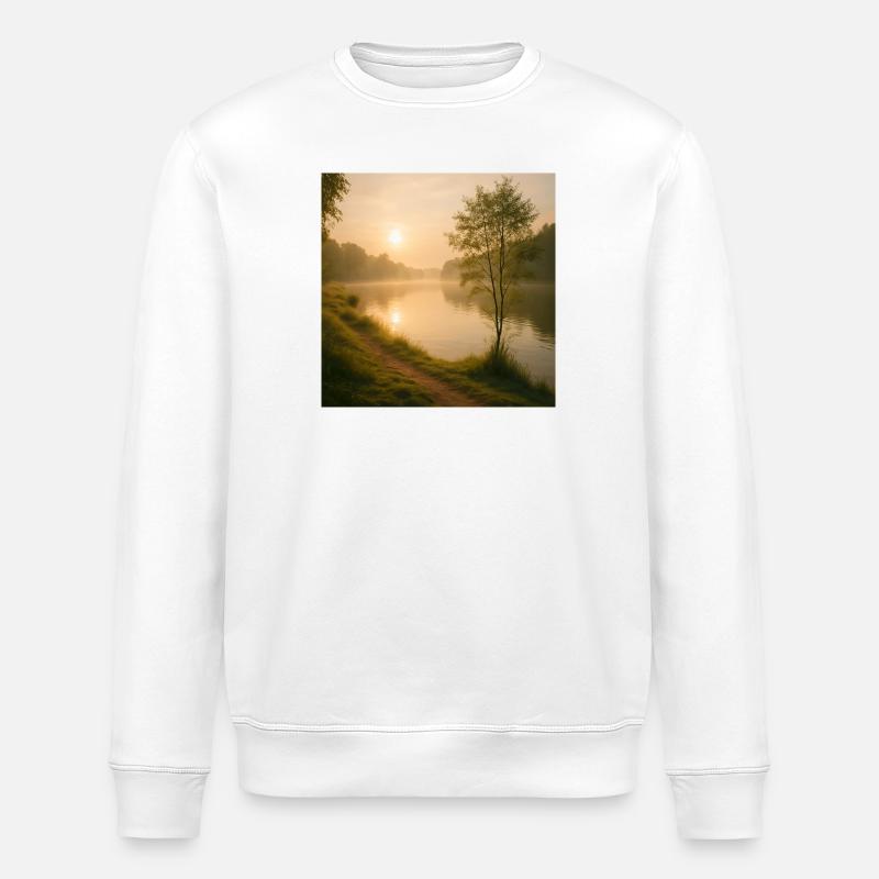 Morgengold am Flusspfad - Stanley/Stella Unisex Bio-Sweatshirt ROLLER - Weiß