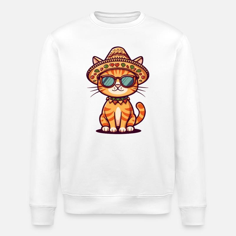 Sombrero comique drôle de chat - Sweat bio ROLLER Stanley/Stella Unisexe - blanc