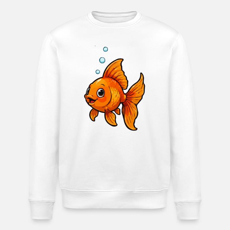 Oranger Goldfisch Comic - Stanley/Stella Unisex Bio-Sweatshirt ROLLER - Weiß