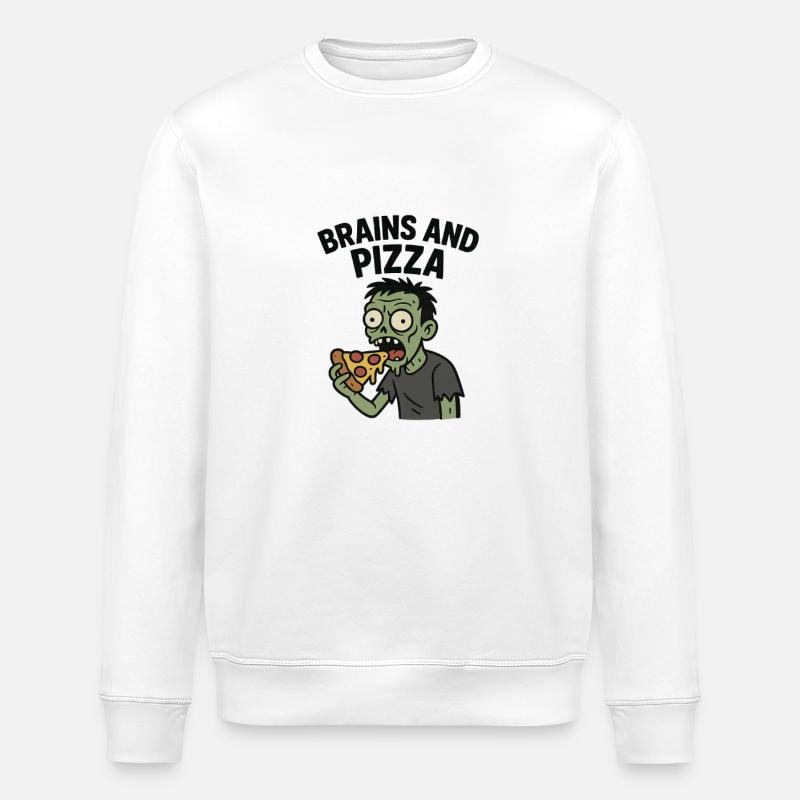 Zombie mit Pizza-Hunger - Stanley/Stella Unisex Bio-Sweatshirt ROLLER - Weiß