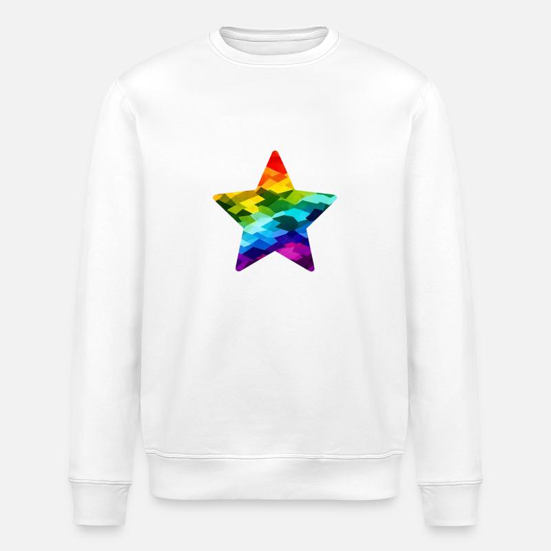 Rainbow Mosaic Star - Stanley/Stella ROLLER Unisex Organic Sweatshirt - white
