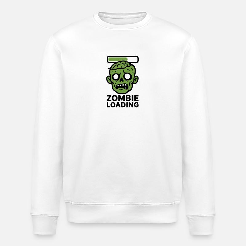 Zombie Loading Skull Graphic - Stanley/Stella ROLLER Unisex Organic Sweatshirt - white