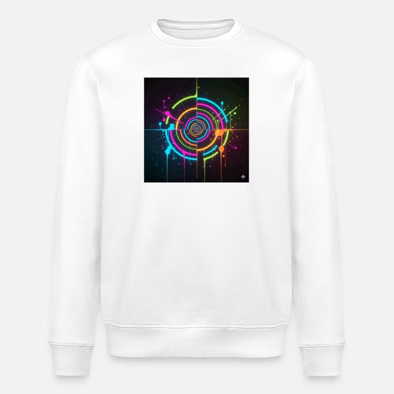 Neon Circle Splatter - Stanley/Stella ROLLER Unisex Organic Sweatshirt - white