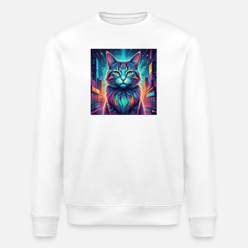 Chat néon - Sweat bio ROLLER Stanley/Stella Unisexe - blanc