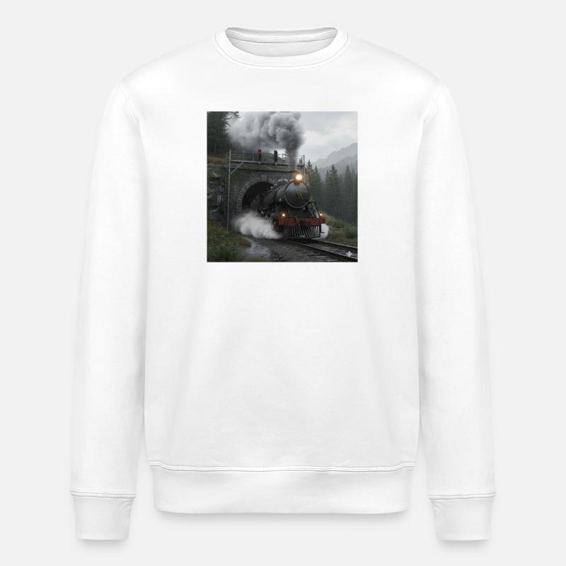 Dampfzug durch den Wald am Tunnel - Stanley/Stella Unisex Bio-Sweatshirt ROLLER - Weiß
