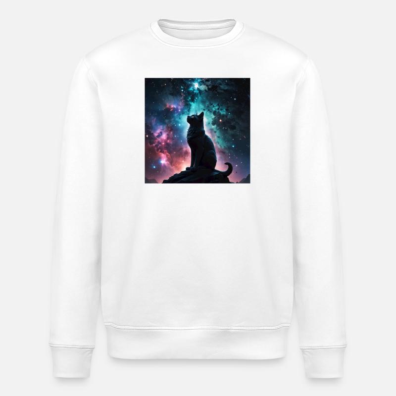 Chat Cosmique - Sweat bio ROLLER Stanley/Stella Unisexe - blanc