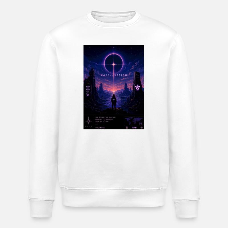 VOID//VISION – Pixel Void Dreams - Stanley/Stella Unisex Bio-Sweatshirt ROLLER - Weiß