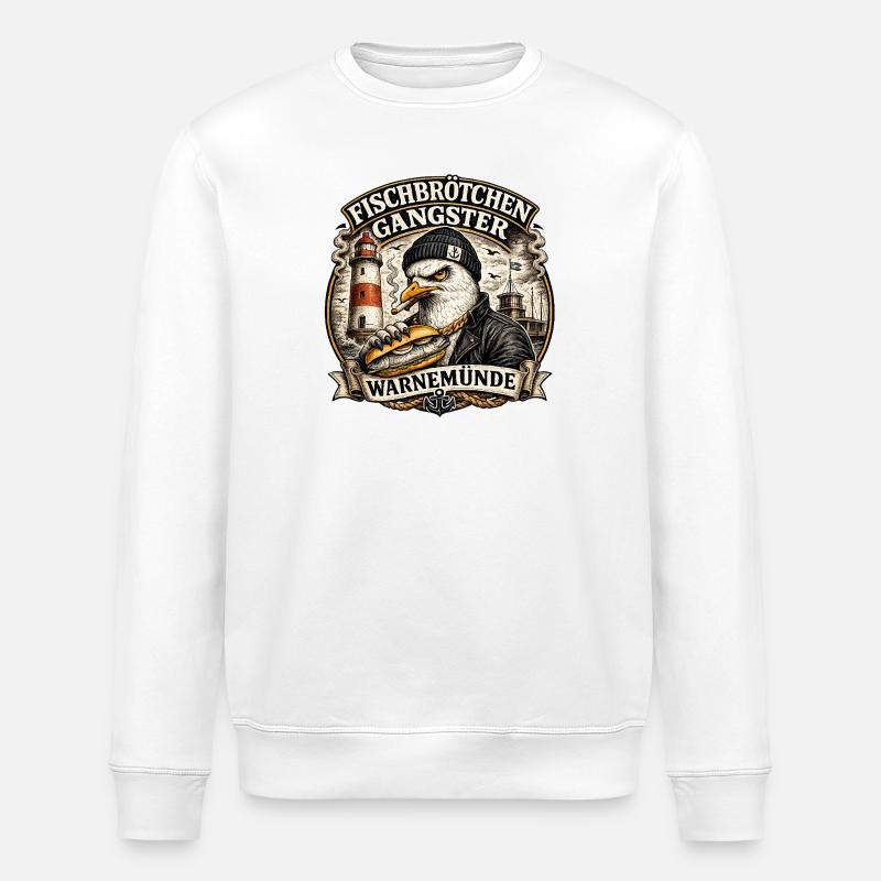 Fischbrötchen Gangster Warnemünde 2 - Stanley/Stella Unisex Bio-Sweatshirt ROLLER - Weiß