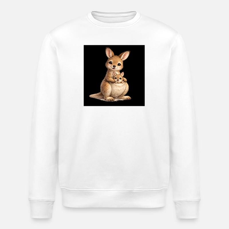 Mutter Känguru mit ihrem Baby - Stanley/Stella Unisex Bio-Sweatshirt ROLLER - Weiß