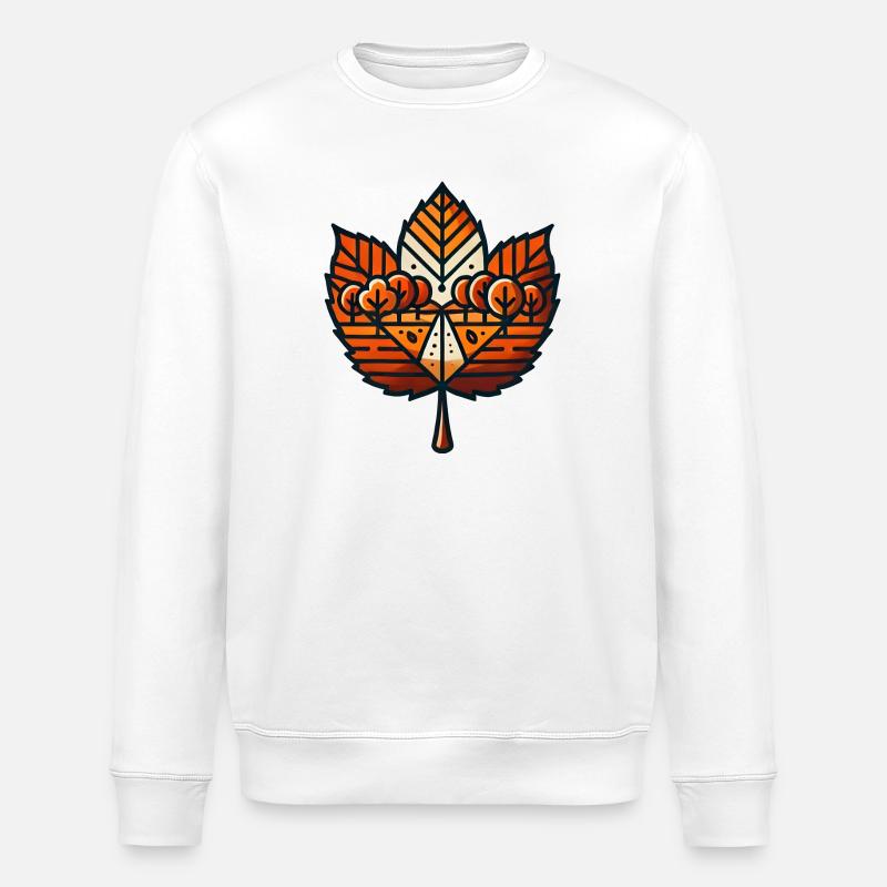 Blatt mit herbstlicher Landschaft - Stanley/Stella Unisex Bio-Sweatshirt ROLLER - Weiß