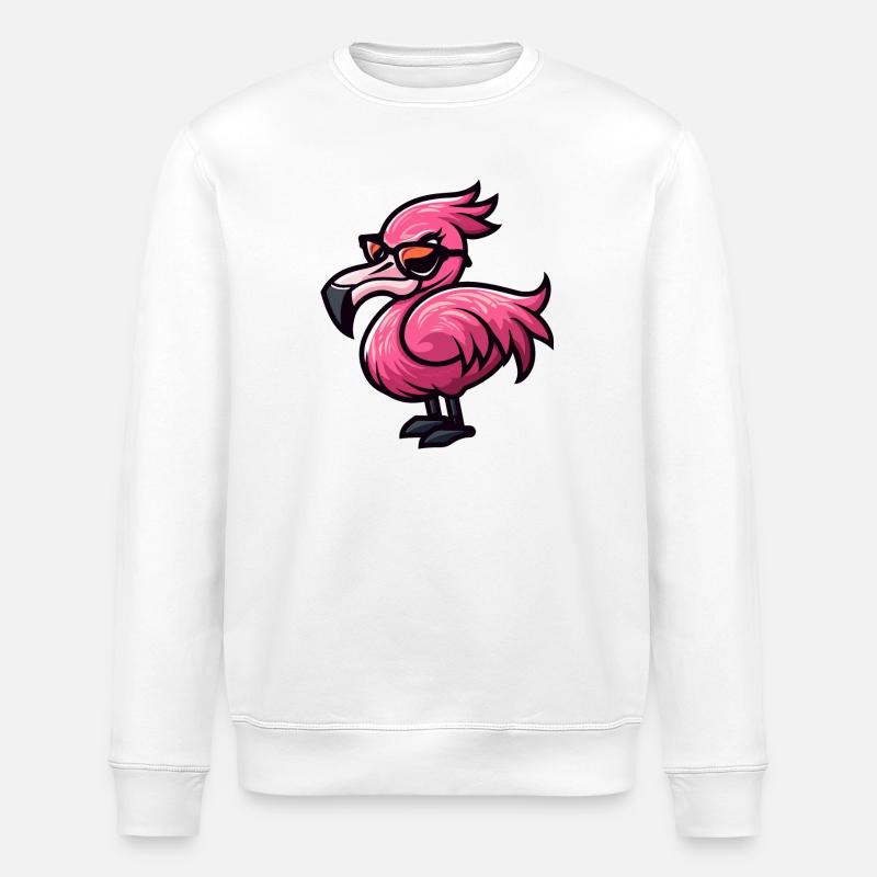 Flamingo Comic Cool - Stanley/Stella ROLLER Unisex Organic Sweatshirt - white