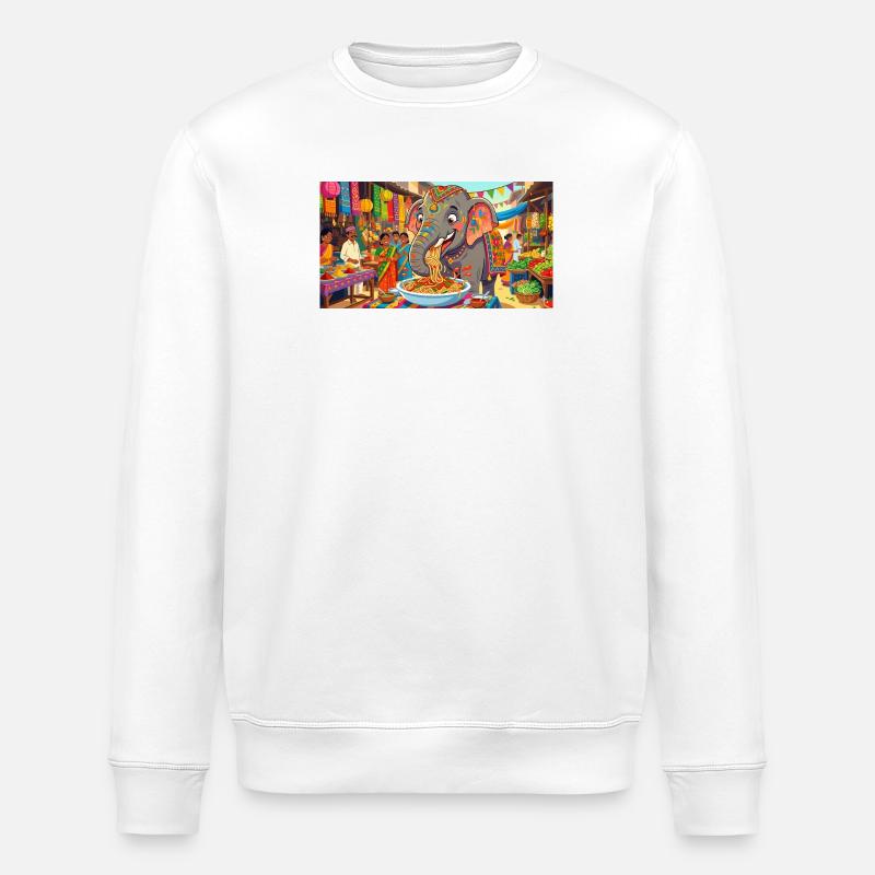 Elefanten-Spaghetti-Witz-Kunst - Stanley/Stella Unisex Bio-Sweatshirt ROLLER - Weiß